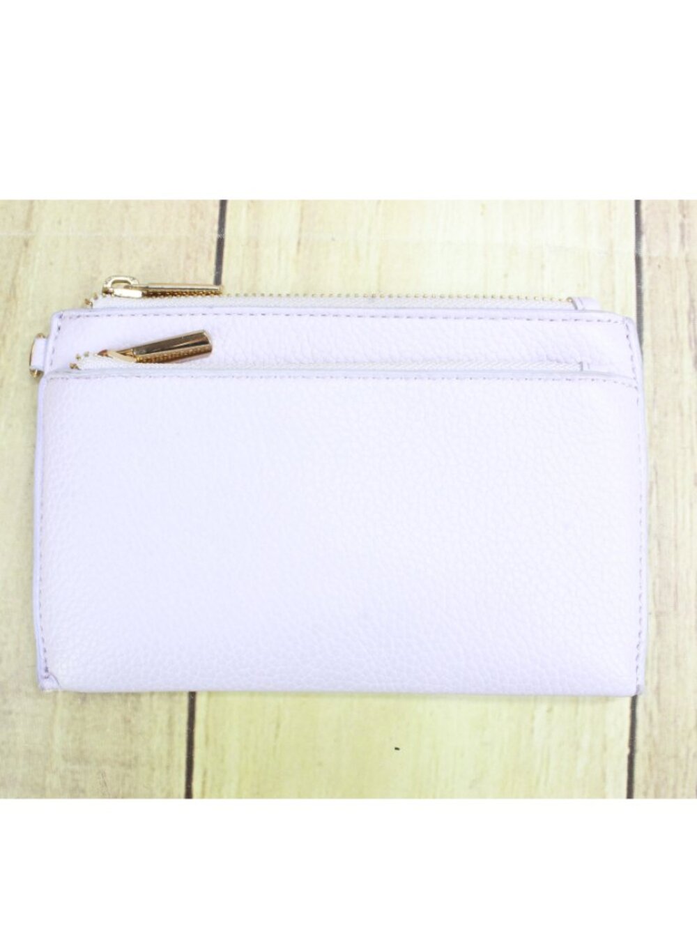 A New Day Pink Pebbled Faux Leather Double Zip Wristlet Wallet Gold Hardware